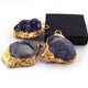 3  Pc Blue Agate Druzzy  Geode Raw Drusy Agate Slice Pendant -Electroplated Gold Druzy Pendant 40mmx29mm-32mmx29mm  DRZ240 - Tucson Beads