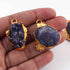 3  Pc Blue Agate Druzzy  Geode Raw Drusy Agate Slice Pendant -Electroplated Gold Druzy Pendant 40mmx29mm-32mmx29mm  DRZ240