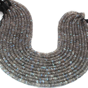 1  Strand Natural Labradorite Faceted Rondelles -Brilliant Quality  Blue Flashy Labradorite Rondelle - 4mm -5mm-15.5 Inches SPB - Tucson Beads