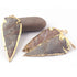 3 Pcs Brown  Jasper Arrowhead  24k Gold  Plated Charm Pendant -  Electroplated With Gold Edge 89mmX35mm - AR132