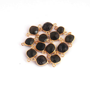 36 Pcs Black Agate Faceted Assorted Shape 24k Gold Plated Connector - Black Agate Assorted 17mmx10mm PC783 - Tucson Beads