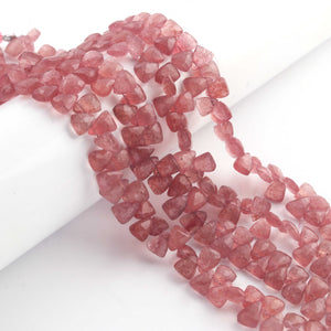 1  Strand  Strawberry Quartz Faceted Briolettes -Trillion Shape Briolettes -9mmx8mm-7mmx6mm- 8 Inches BR02930 - Tucson Beads