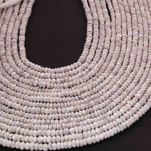 1  Strand White  Silverite Faceted Rondelles  - Gemstone Rondelles  4mm 13 Inches RB521 - Tucson Beads