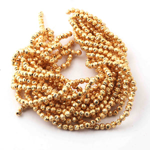 5 Strands Gold Plated Designer Copper Round Beads - Jewelry Making Supplies 4mm 7.5 inches GPC587 - Tucson Beads