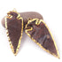 2  Pcs Brown  Jasper Arrowhead  24k Gold  Plated Charm Pendant -  Electroplated With Gold Edge 85mmX35mm - AR137