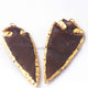2  Pcs Brown  Jasper Arrowhead  24k Gold  Plated Charm Pendant -  Electroplated With Gold Edge 85mmX35mm - AR137 - Tucson Beads