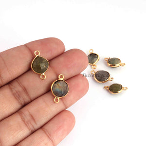 7 Pcs Mix Stone Faceted Assorted Shape 24k Gold Plated Connector  -18mmx11mm-PC778 - Tucson Beads