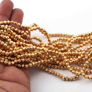 5 Strands Gold Plated Designer Copper Round Beads - Jewelry Making Supplies 4mm 7.5 inches GPC587 - Tucson Beads