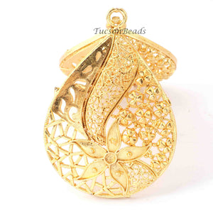 5 Pcs Designer 24k Gold Plated Pendant,Copper Pear Shape Design Charm Pendant,Jewelry Making Supplies -58mmx40mm GPC865 - Tucson Beads
