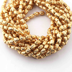 5 Strands Gold Plated Designer Copper Beads, Casting Copper Beads, Jewelry Making Supplies 6mmX4mm 8 inches GPC379 - Tucson Beads