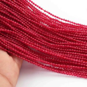 5 Long Strand Ruby  Faceted Ball Gemstone Round Ball Beads-2 mm- 13 Inches RB520 - Tucson Beads
