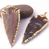 2 Pcs Jasper Arrowhead  24k Gold  Plated Charm Pendant -  Electroplated With Gold Edge 88mmX36mm - AR138