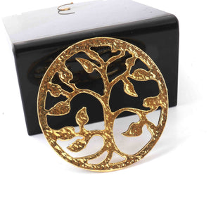 2 Pcs Gold Plated Designer Tree Pendant Round ,Casting Copper,Jewelry Making Supplies 55mm  GPC350 - Tucson Beads