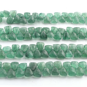 1  Strand Green  Strawberry Faceted Briolettes -Trillion Shape Briolettes - 6mmx9mm - 8-Inches br02921 - Tucson Beads