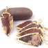 5  Pcs Brown  Jasper Arrowhead  24k Gold  Plated Charm Pendant -  Electroplated With Gold Edge 55mmX23mm - AR131
