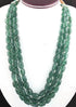 1070 Carats 3 Strands Of Precious Genuine Natural Green Strawberry Quartz Necklace - Smooth oval  Beads - Rare & Natural Green Strawberry Quartz Necklace - Stunning Elegant Necklace SPB0179