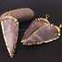 3 Pcs Jasper Arrowhead  24k Gold  Plated Charm Pendant -  Electroplated With Gold Edge 86mmX36mm - AR133