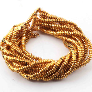 5 Strands 24k Gold Plated Designer Copper Casting Round Charm - 2mm, 7.5 Inches GPC281 - Tucson Beads