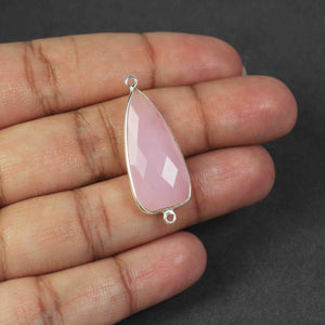 5 Pcs Rose Quartz Faceted 925 Sterling Silver Dagger Shape Double Bail Connector  39mmx13mm-SS721 - Tucson Beads