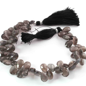 1  Strand Smoky Quartz Faceted Briolettes -Pear Shape  Briolettes  9mmx6mm-12mmx7mm -8 Inche BR1458 - Tucson Beads