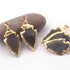 5  Pcs Gray Jasper Arrowhead  24k Gold  Plated Charm Pendant -  Electroplated With Gold Edge 42mmX21mm - AR086
