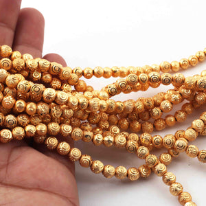 5 Strands Gold Plated Designer Copper Ball Beads, Casting Copper Beads, Jewelry Making Supplies 5mm 8 inches GPC547 - Tucson Beads