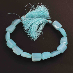 1 Strand  Aqua Chalcedony Faceted Briolettes -Tumbled Shape Briolettes - 12mmx10m-20mmx16mm- 8 Inches BR695 - Tucson Beads