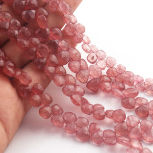 1  Strand  Strawberry Quartz Faceted Briolettes - Heart Shape Briolettes -9mmx8mm-7mmx6mm - 8 Inches BR02928 - Tucson Beads