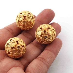 10 Pcs Gold Plated Designer Copper Balls,Casting Copper Balls,Jewelry Making Supplies 20mm  Bulk Lot GPC374 - Tucson Beads