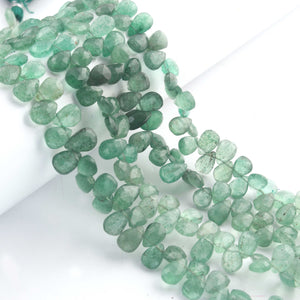 1 Strand Green Strawberry Faceted Briolettes - Pear Shape Briolettes -9mmx8mm - 8 Inches BR02919 - Tucson Beads