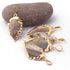 5  Pcs Shaded Gray Jasper Arrowhead  24k Gold  Plated Charm Pendant -  Electroplated With Gold Edge 39mmX23mm - AR089
