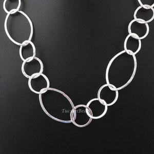 1 Necklace Top Quality 3 Feet Each Silver Plated Round  With Marquise Shape Copper Link Chain - Each 18 inch GPC240 - Tucson Beads