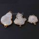 3 Pcs White  Druzzy 24k Gold Plated Connector- Electroplated Gold Druzy -52mmx27mm-32mmx26mm DRZ048 - Tucson Beads