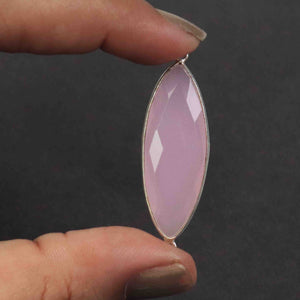 5 Pcs Rose Quartz Faceted 925 Sterling Silver Marquise  Shape Double & Single  Bail Connector & Pendant 41mmx13mm- SS459 - Tucson Beads