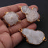 3 Pcs White  Druzzy 24k Gold Plated Connector- Electroplated Gold Druzy -52mmx27mm-32mmx26mm DRZ048
