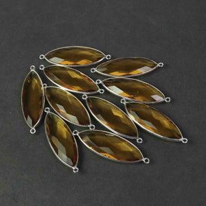 7 Pcs Citrine Faceted 925 Sterling Silver Marquise  Shape Double & Single  Bail Connector & Pendant 41mmx13mm- SS465 - Tucson Beads