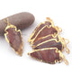6 Pcs Shaded Brown Jasper Arrowhead  24k Gold  Plated Charm Pendant -  Electroplated With Gold Edge 62mmX25mm - AR054 - Tucson Beads