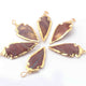 6 Pcs Shaded Brown Jasper Arrowhead  24k Gold  Plated Charm Pendant -  Electroplated With Gold Edge 62mmX25mm - AR054 - Tucson Beads