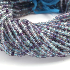 5 Strands Blue Fluorite Gemstone Balls, Semiprecious beads - Faceted Gemstone Jewelry  13 Inches -3mm RB0067 - Tucson Beads