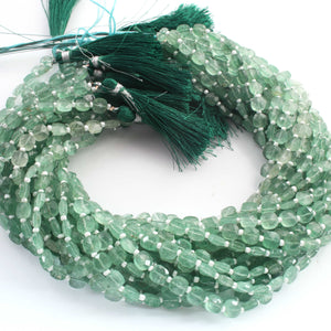1  Long Strand Green Strawberry  Faceted Briolettes - Cushion Shape Briolettes  7mm -14 Inches BR02657 - Tucson Beads