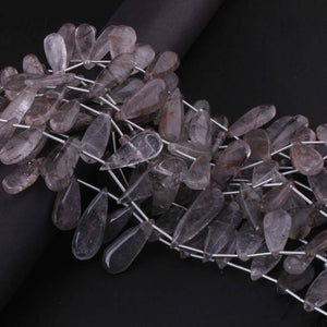 1 Long Strand Black Rutile Faceted Briolettes -Pear Shape  Briolettes 9mmx3mm-25mmx4mm 8 Inches BR0427 - Tucson Beads