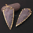 2 Pcs Shaded Gray Jasper Arrowhead  24k Gold  Plated Charm Pendant -  Electroplated With Gold Edge 94mmX27mm - AR061