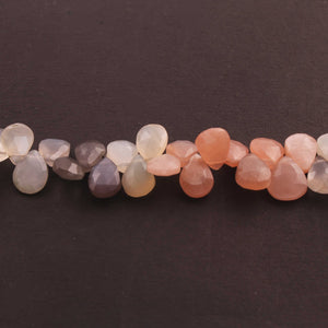 1 Strand Multi Moonstone Faceted Briolettes  - Pear Shape Briolettes -12mmx8mm-7mmx5mm - 8 Inches - BR02927 - Tucson Beads