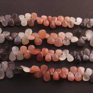 1 Strand Multi Moonstone Faceted Briolettes  - Pear Shape Briolettes -12mmx8mm-7mmx5mm - 8 Inches - BR02927 - Tucson Beads