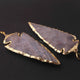 2 Pcs Shaded Gray Jasper Arrowhead  24k Gold  Plated Charm Pendant -  Electroplated With Gold Edge 94mmX27mm - AR061 - Tucson Beads