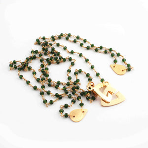 Green Hydro Beads Chain Necklace - Faceted Sparkly 24K Gold Plated Necklace ,Tiny Beaded 3mm, Necklace - 44"Long GPC1429 - Tucson Beads