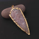 1  Pcs Shaded Gray Jasper Arrowhead  24k Gold  Plated Charm Pendant -  Electroplated With Gold Edge 95mmX34mm - AR063 - Tucson Beads