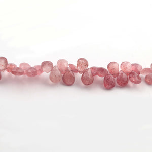 1  Strand  Strawberry Quartz Faceted Briolettes - Pear Shape Briolettes -11mmx8mm-8mmx7mm- 8 Inches BR02929 - Tucson Beads