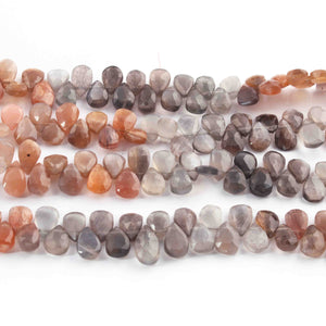 1  Strand Multi Moonstone Faceted Briolettes -Pear Shape  Briolettes  7mmx6mm-8mmx6mm- 8 Inches BR1362 - Tucson Beads
