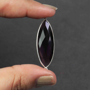 8 Pcs Amethyst  Faceted 925 Sterling Silver Marquise  Shape Double & Single  Bail Connector & Pendant 41mmx13mm & 39mmx13mm- SS476 - Tucson Beads